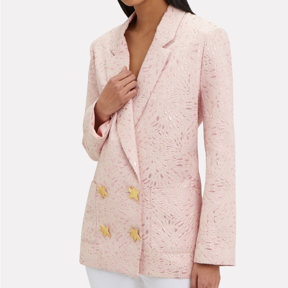 Olivia Rubin- “Betty” Metallic Light Pink Blazer with Gold Star Buttons - Picture 2 of 7